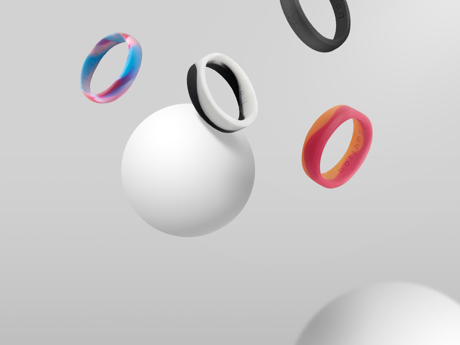 collection of botthms ladies flow silicone rings