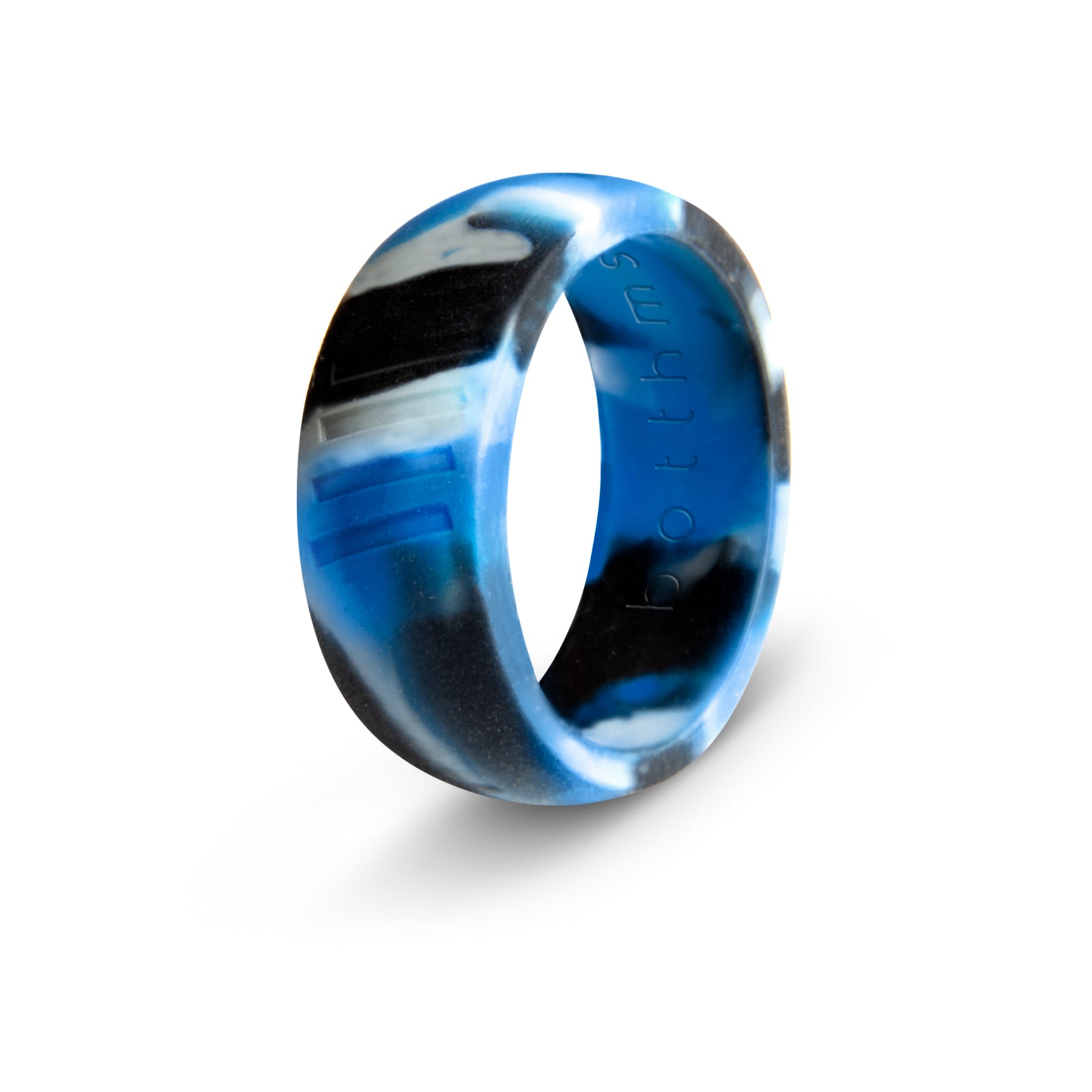 botthms blue camo stripes silicone ring